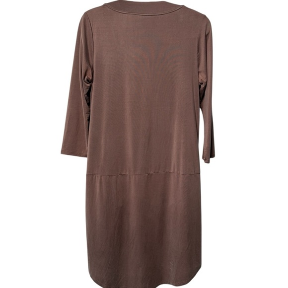 Dolan X Anthropologie Tegan Tunic Split Neck Drop Waist Cupro Mini Dress Size XS - Picture 6 of 14